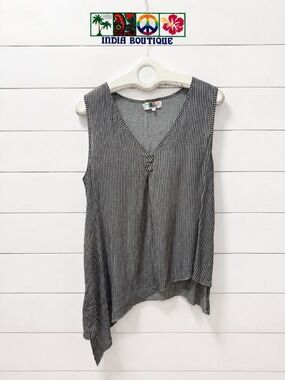 India Boutique – Haut sans manches rayé asymétrique – One Size